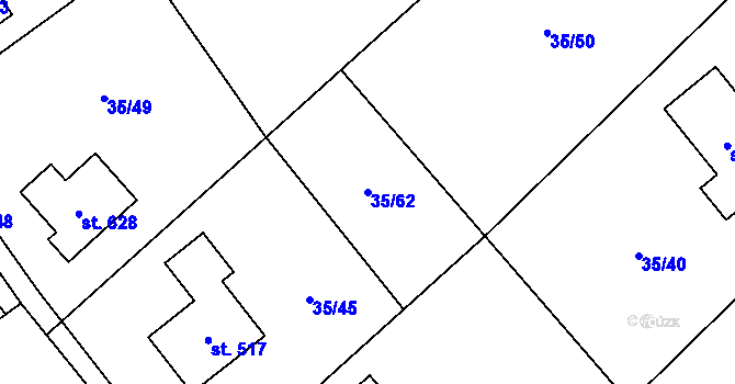 Parcela st. 35/62 v KÚ Horní Datyně, Katastrální mapa