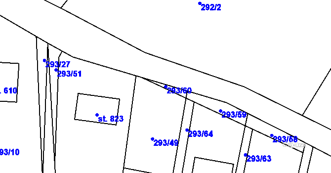 Parcela st. 293/60 v KÚ Horní Datyně, Katastrální mapa