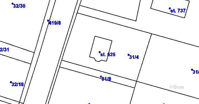 Parcela st. 625 v KÚ Horní Datyně, Katastrální mapa