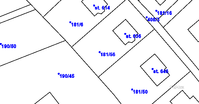 Parcela st. 181/56 v KÚ Horní Datyně, Katastrální mapa
