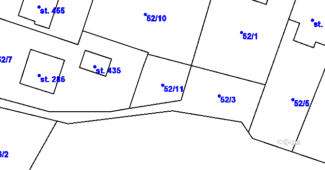 Parcela st. 52/11 v KÚ Horní Datyně, Katastrální mapa