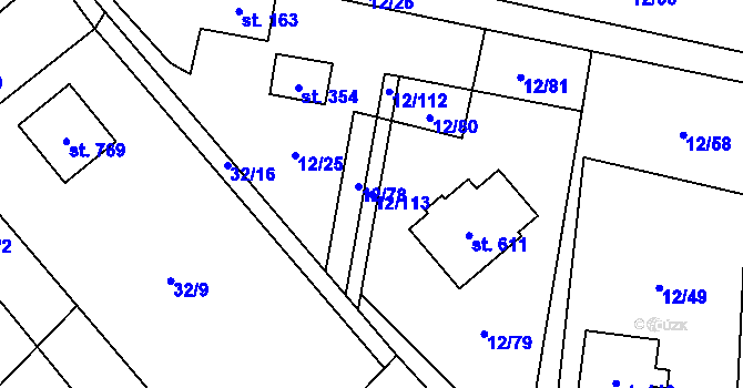 Parcela st. 12/113 v KÚ Horní Datyně, Katastrální mapa