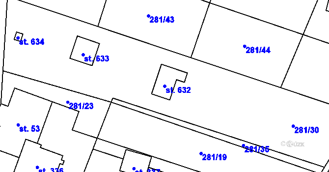 Parcela st. 632 v KÚ Horní Datyně, Katastrální mapa