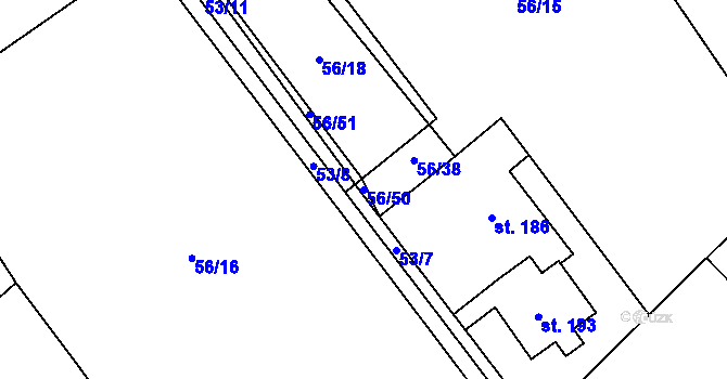 Parcela st. 56/50 v KÚ Horní Datyně, Katastrální mapa