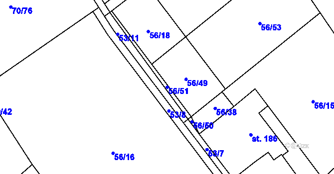 Parcela st. 56/51 v KÚ Horní Datyně, Katastrální mapa