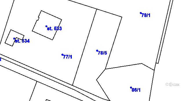Parcela st. 78/5 v KÚ Horní Datyně, Katastrální mapa