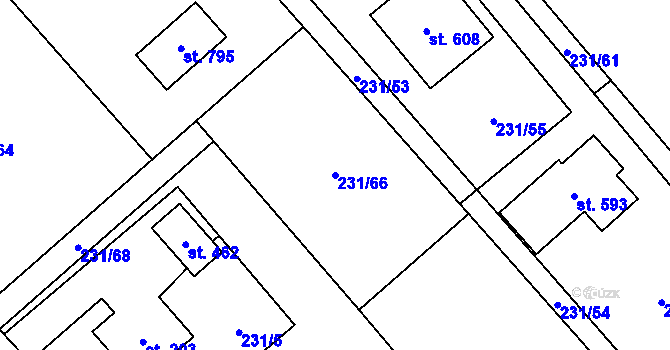 Parcela st. 231/66 v KÚ Horní Datyně, Katastrální mapa