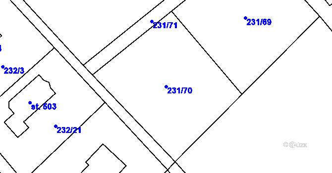 Parcela st. 231/70 v KÚ Horní Datyně, Katastrální mapa