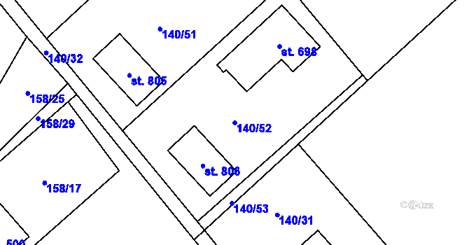 Parcela st. 140/52 v KÚ Horní Datyně, Katastrální mapa
