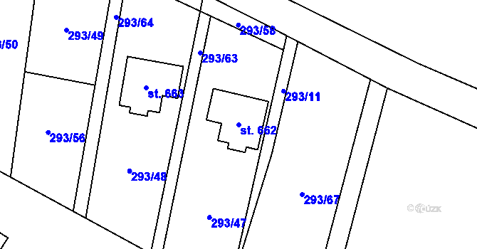 Parcela st. 662 v KÚ Horní Datyně, Katastrální mapa