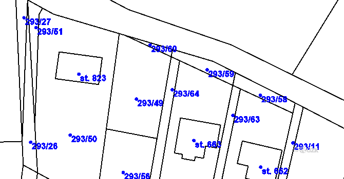 Parcela st. 293/64 v KÚ Horní Datyně, Katastrální mapa