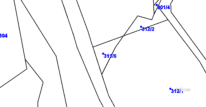 Parcela st. 311/5 v KÚ Horní Datyně, Katastrální mapa