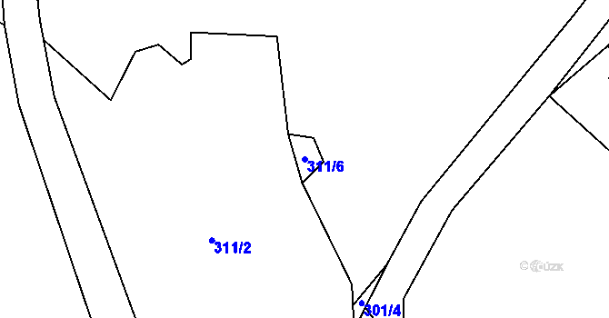Parcela st. 311/6 v KÚ Horní Datyně, Katastrální mapa