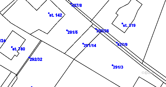 Parcela st. 291/14 v KÚ Horní Datyně, Katastrální mapa