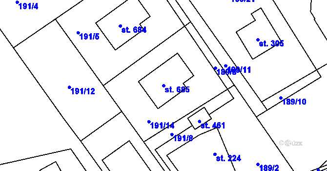 Parcela st. 685 v KÚ Horní Datyně, Katastrální mapa