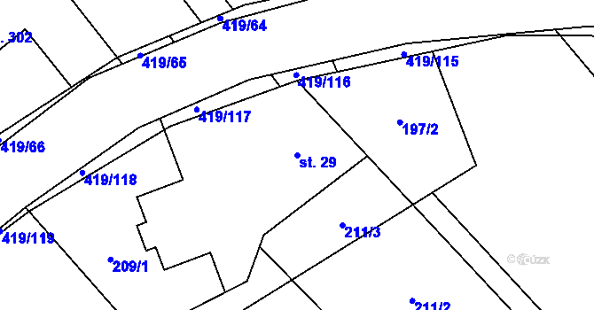 Parcela st. 29 v KÚ Horní Datyně, Katastrální mapa