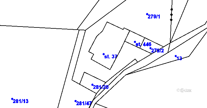 Parcela st. 37 v KÚ Horní Datyně, Katastrální mapa