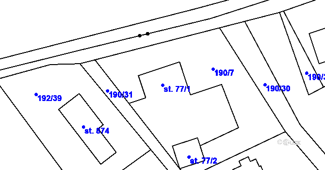 Parcela st. 77/1 v KÚ Horní Datyně, Katastrální mapa