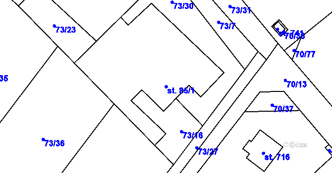 Parcela st. 85/1 v KÚ Horní Datyně, Katastrální mapa