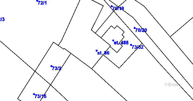 Parcela st. 86 v KÚ Horní Datyně, Katastrální mapa