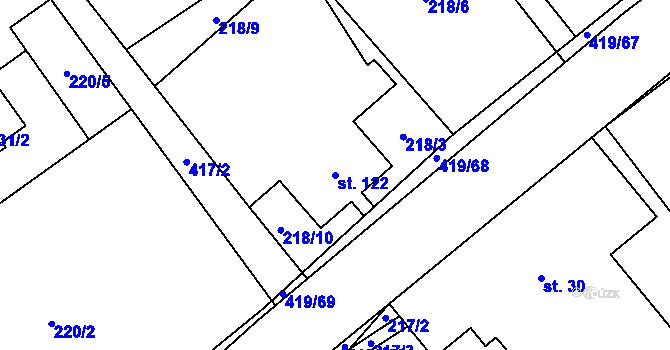Parcela st. 122 v KÚ Horní Datyně, Katastrální mapa