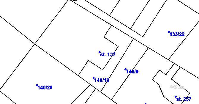 Parcela st. 137 v KÚ Horní Datyně, Katastrální mapa
