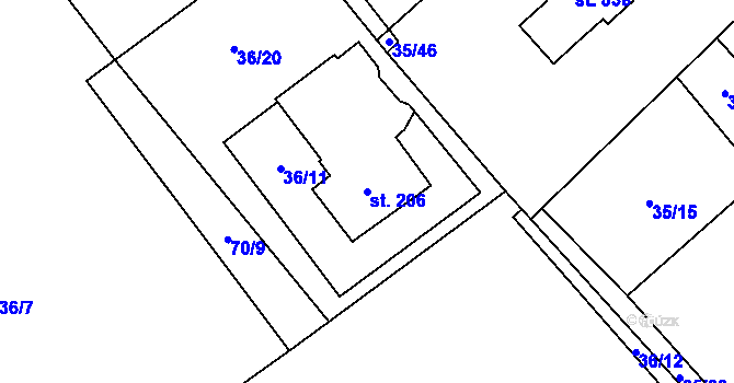 Parcela st. 206 v KÚ Horní Datyně, Katastrální mapa