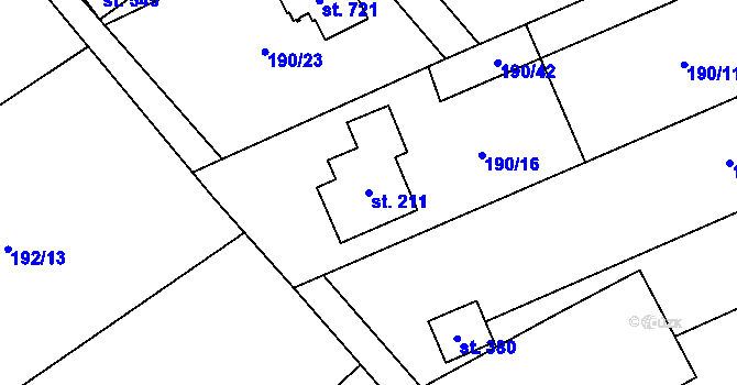 Parcela st. 211 v KÚ Horní Datyně, Katastrální mapa