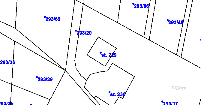 Parcela st. 229 v KÚ Horní Datyně, Katastrální mapa