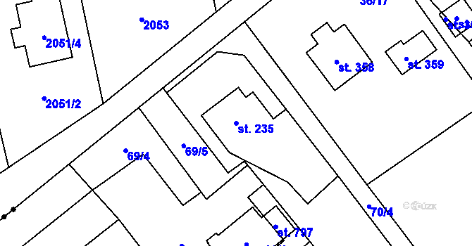 Parcela st. 235 v KÚ Horní Datyně, Katastrální mapa