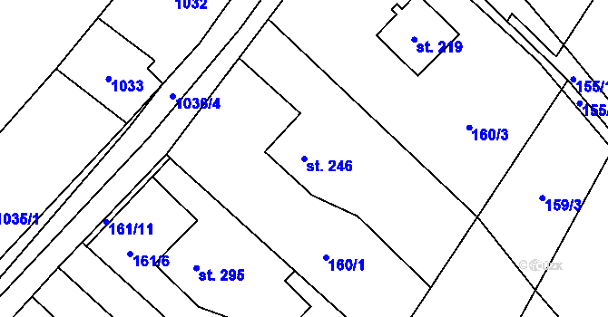 Parcela st. 246 v KÚ Horní Datyně, Katastrální mapa