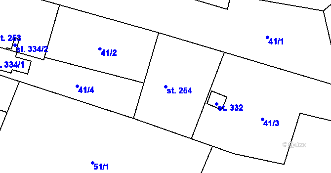 Parcela st. 254 v KÚ Horní Datyně, Katastrální mapa