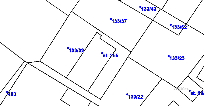Parcela st. 255 v KÚ Horní Datyně, Katastrální mapa