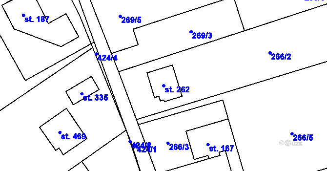 Parcela st. 262 v KÚ Horní Datyně, Katastrální mapa