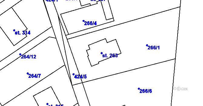 Parcela st. 263 v KÚ Horní Datyně, Katastrální mapa