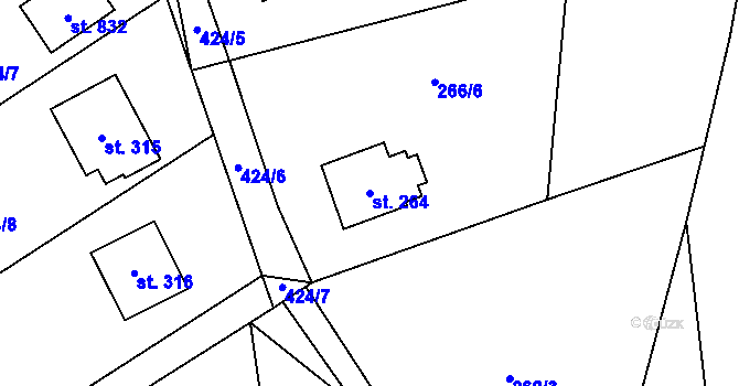 Parcela st. 264 v KÚ Horní Datyně, Katastrální mapa