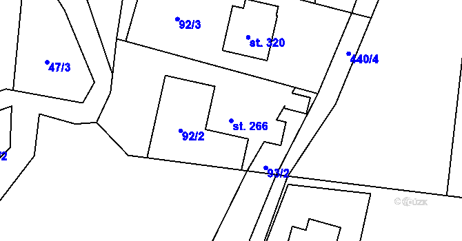 Parcela st. 266 v KÚ Horní Datyně, Katastrální mapa