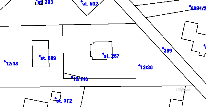 Parcela st. 267 v KÚ Horní Datyně, Katastrální mapa