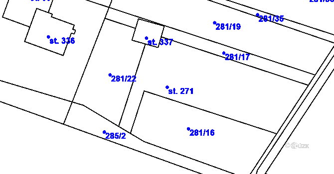 Parcela st. 271 v KÚ Horní Datyně, Katastrální mapa