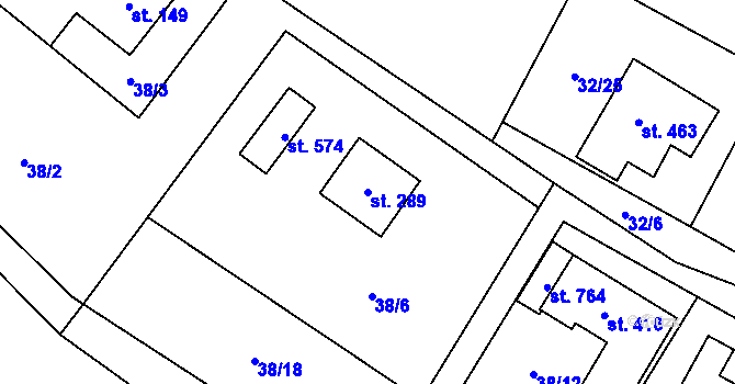 Parcela st. 289 v KÚ Horní Datyně, Katastrální mapa