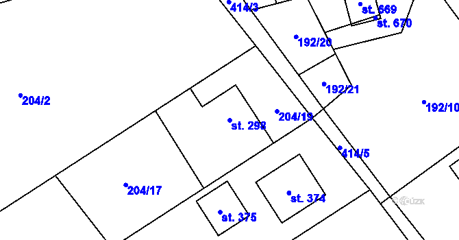 Parcela st. 298 v KÚ Horní Datyně, Katastrální mapa