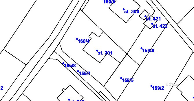 Parcela st. 301 v KÚ Horní Datyně, Katastrální mapa