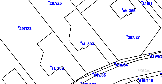 Parcela st. 303 v KÚ Horní Datyně, Katastrální mapa