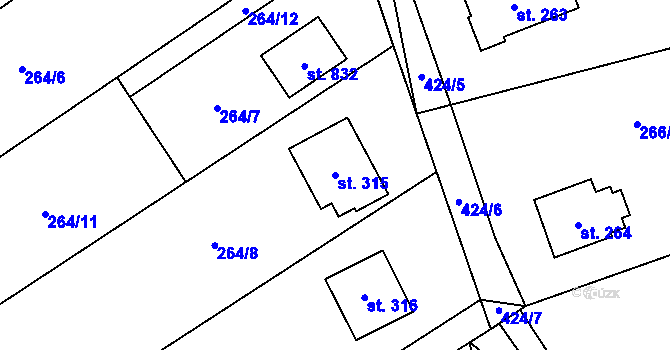Parcela st. 315 v KÚ Horní Datyně, Katastrální mapa