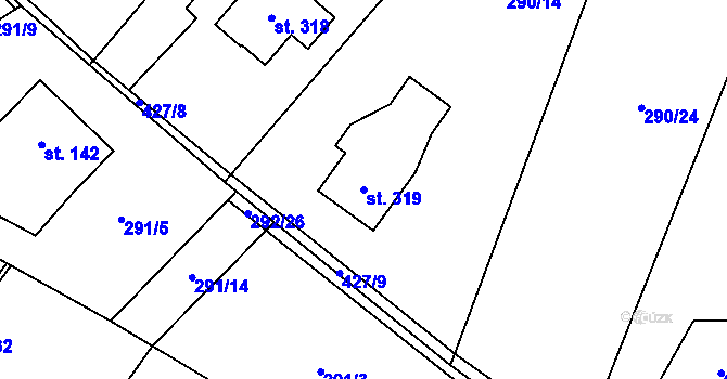 Parcela st. 319 v KÚ Horní Datyně, Katastrální mapa
