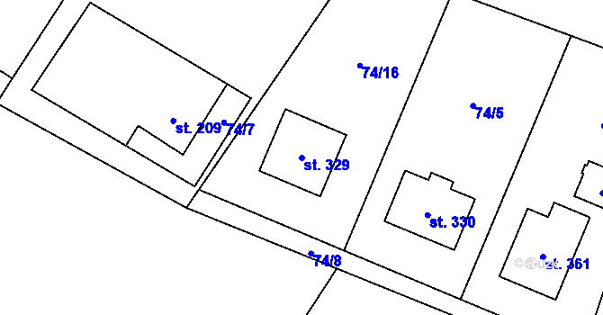 Parcela st. 329 v KÚ Horní Datyně, Katastrální mapa