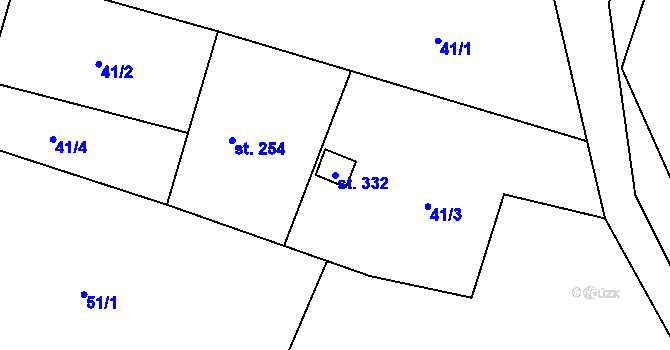 Parcela st. 332 v KÚ Horní Datyně, Katastrální mapa