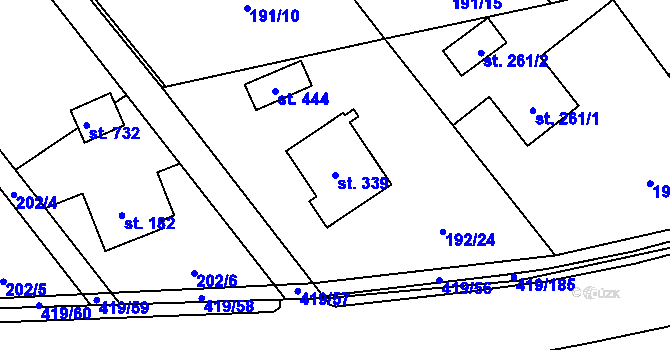 Parcela st. 339 v KÚ Horní Datyně, Katastrální mapa