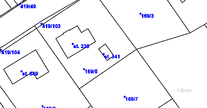 Parcela st. 341 v KÚ Horní Datyně, Katastrální mapa
