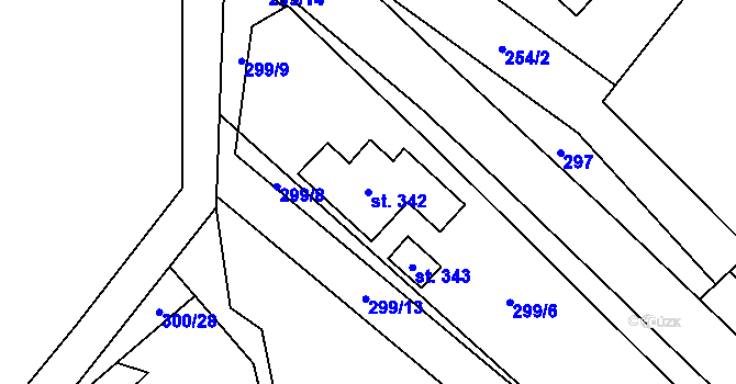 Parcela st. 342 v KÚ Horní Datyně, Katastrální mapa